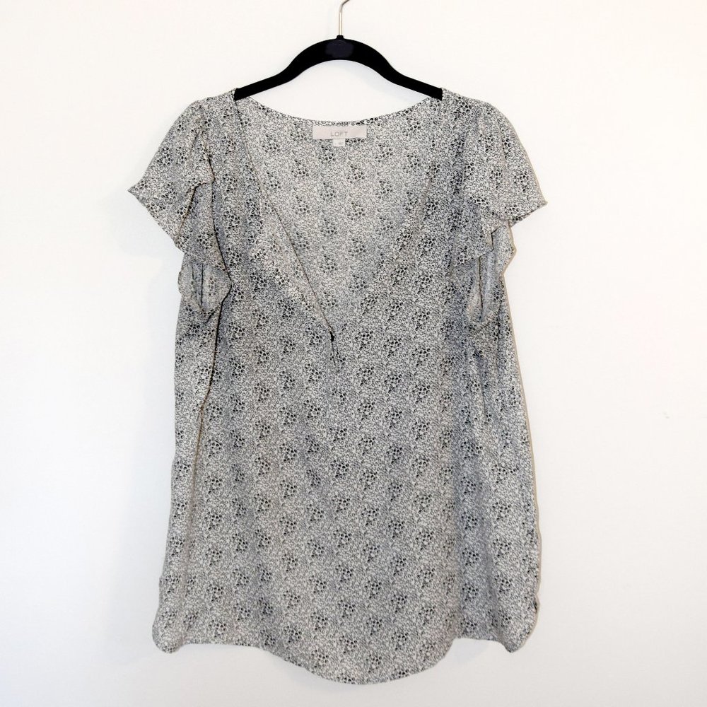 LOFT sheer floral blouse L